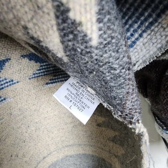 NWT La Miel Aztec Grey Blue Frayed Distressed Oversized Shacket Jacket L - Picture 10 of 12